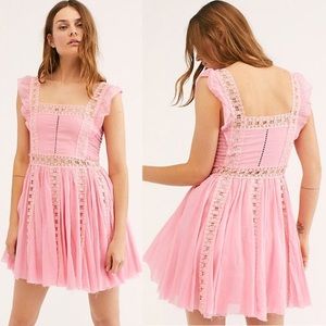 Free People Pink Lace Mini Dress